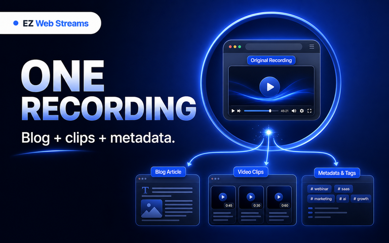 One Recording → Blog Post, YouTube Metadata & Clips