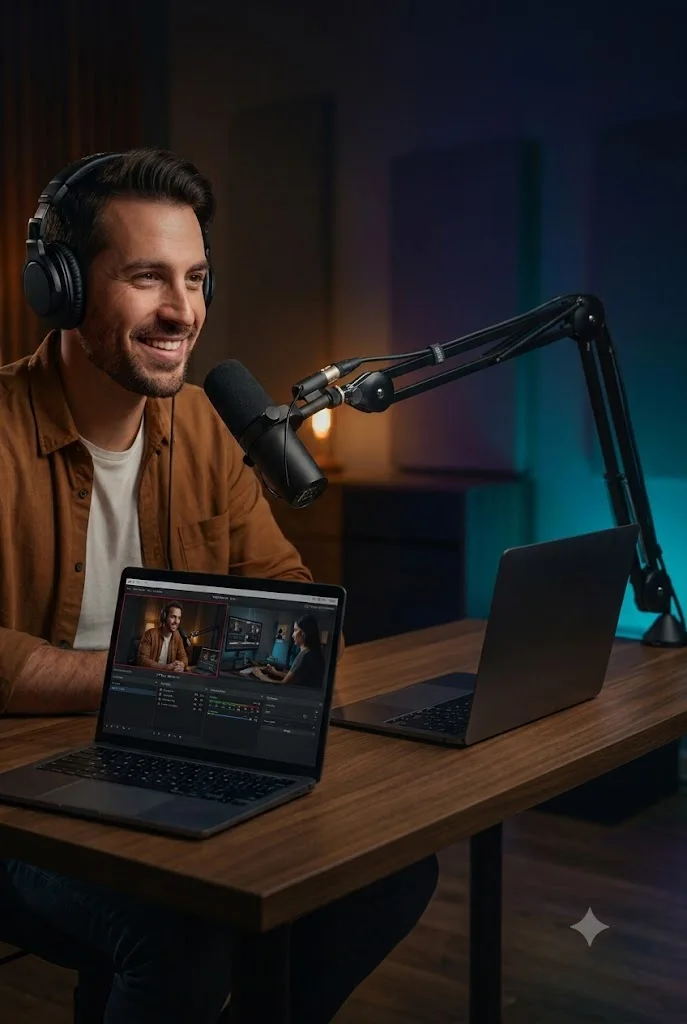 Recording a screencast with two webcam circles in the browser